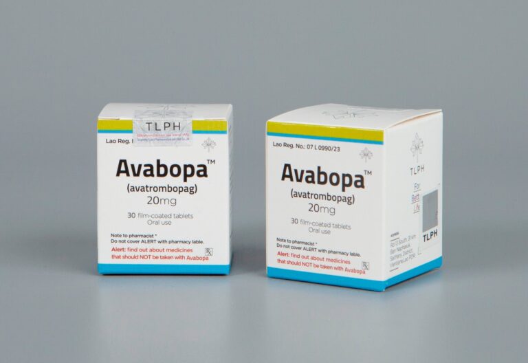 Avabopa avatrombopag as shown on package package